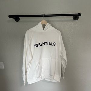 Fear of God Essentials Pullover Hoodie Applique Logo “White” Size Medium